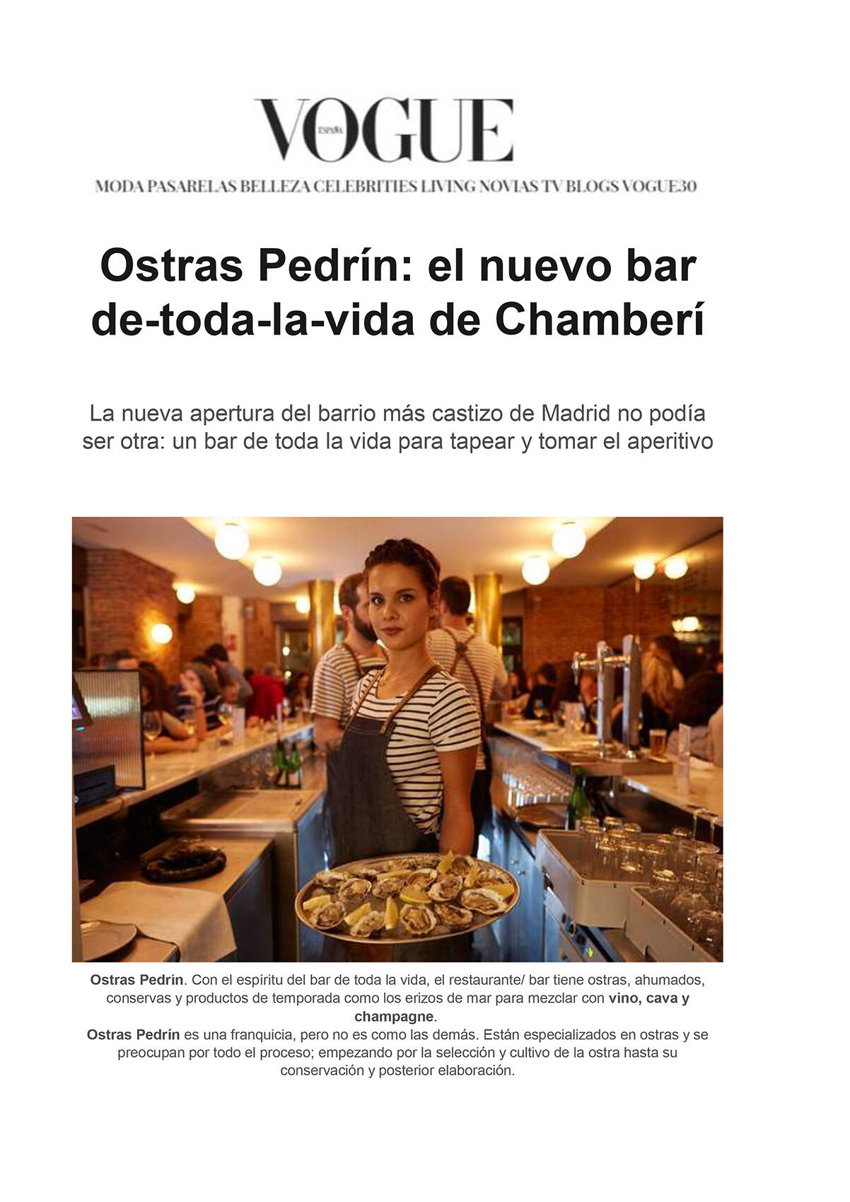 Vogue Ostras Pedrín. Noviembre 2018 1