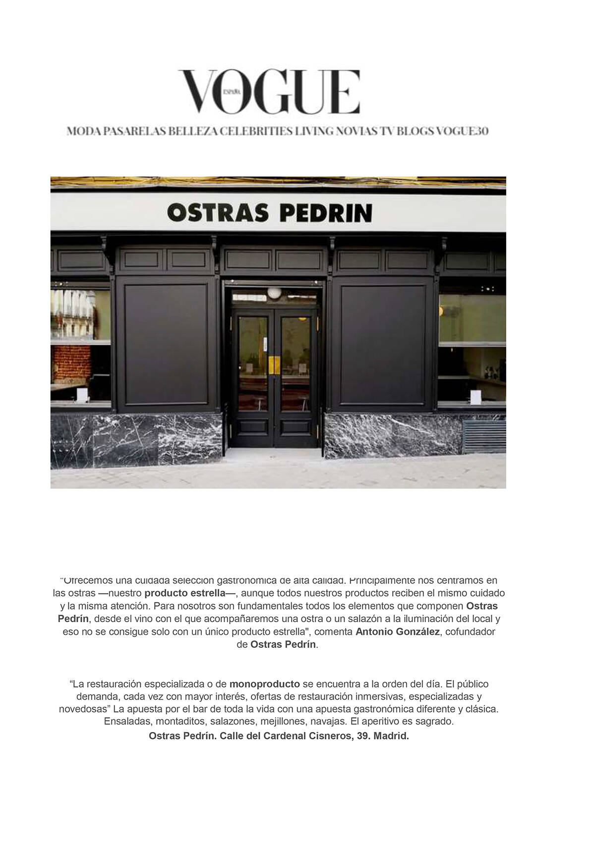 Vogue Ostras Pedrín. Noviembre 2018 2